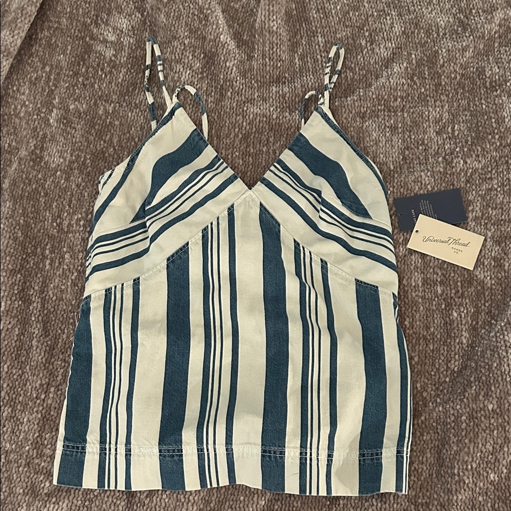 Universal Thread Women's Blue and White Striped Camisole